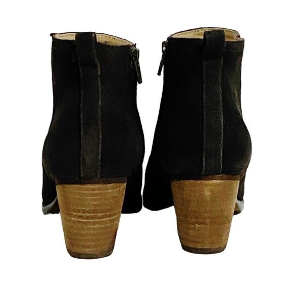 Lands’ End dark brown suede chunky heel booties, size 8 - Picture 5 of 11